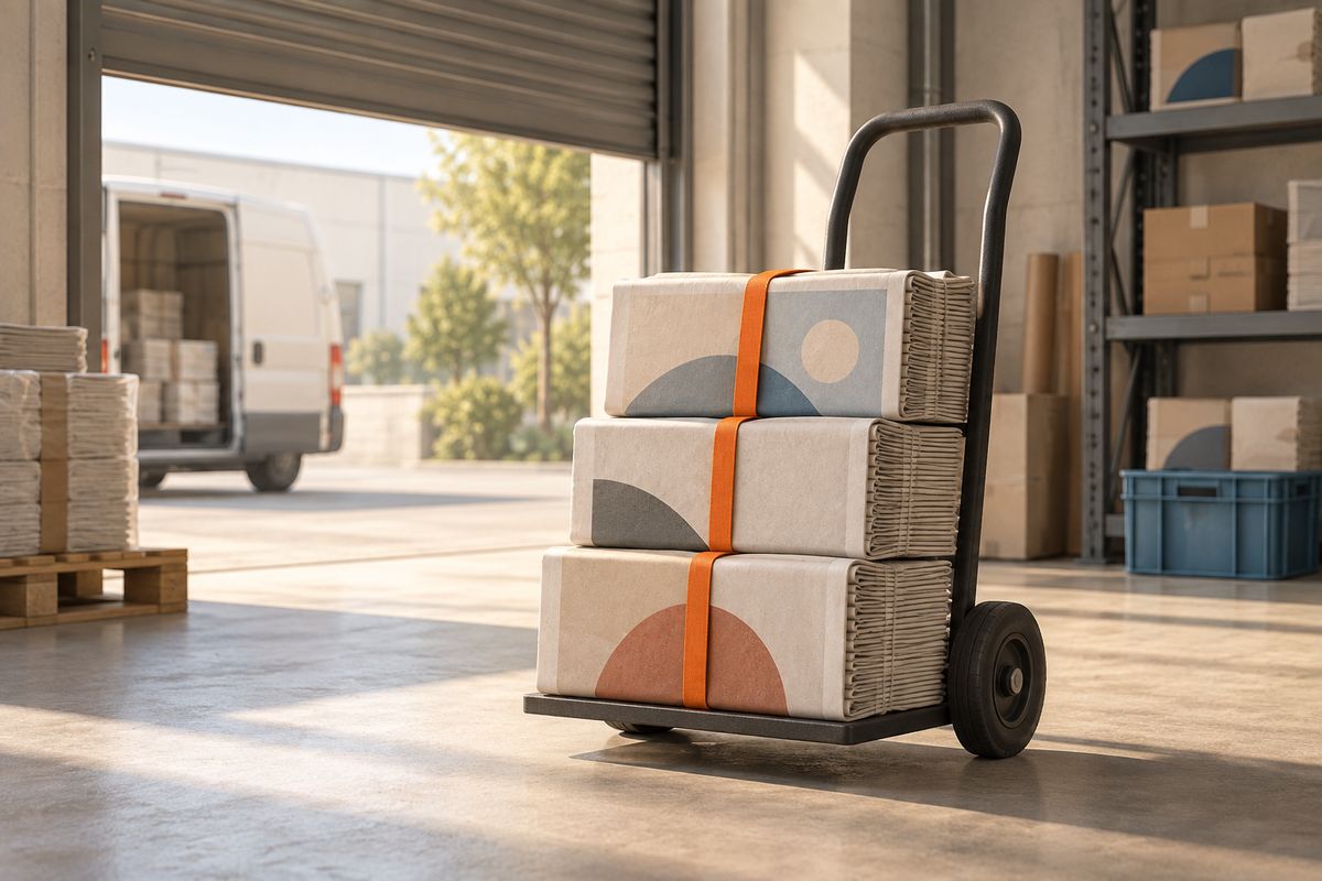Illustration: Bundled copies arriving at the depot